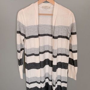 Loft long stripe cardigan xs